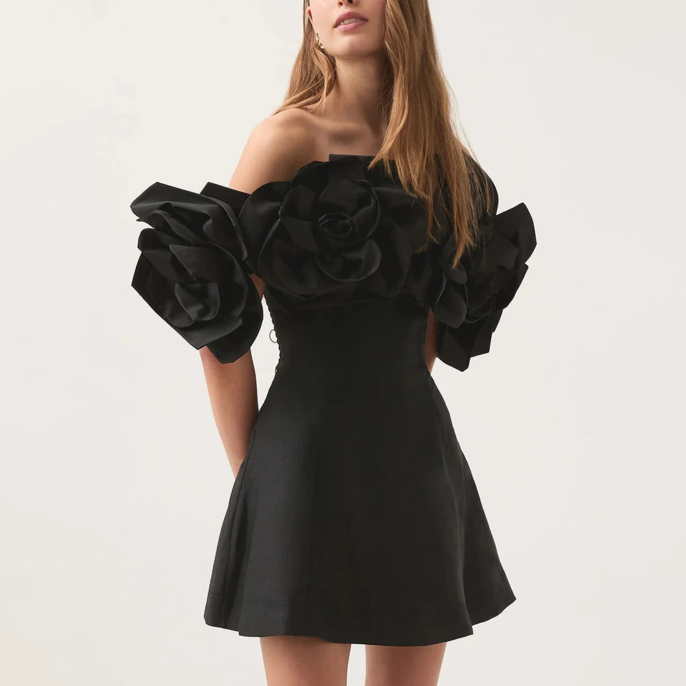 Off-The-Shoulder 3D Mini Dress