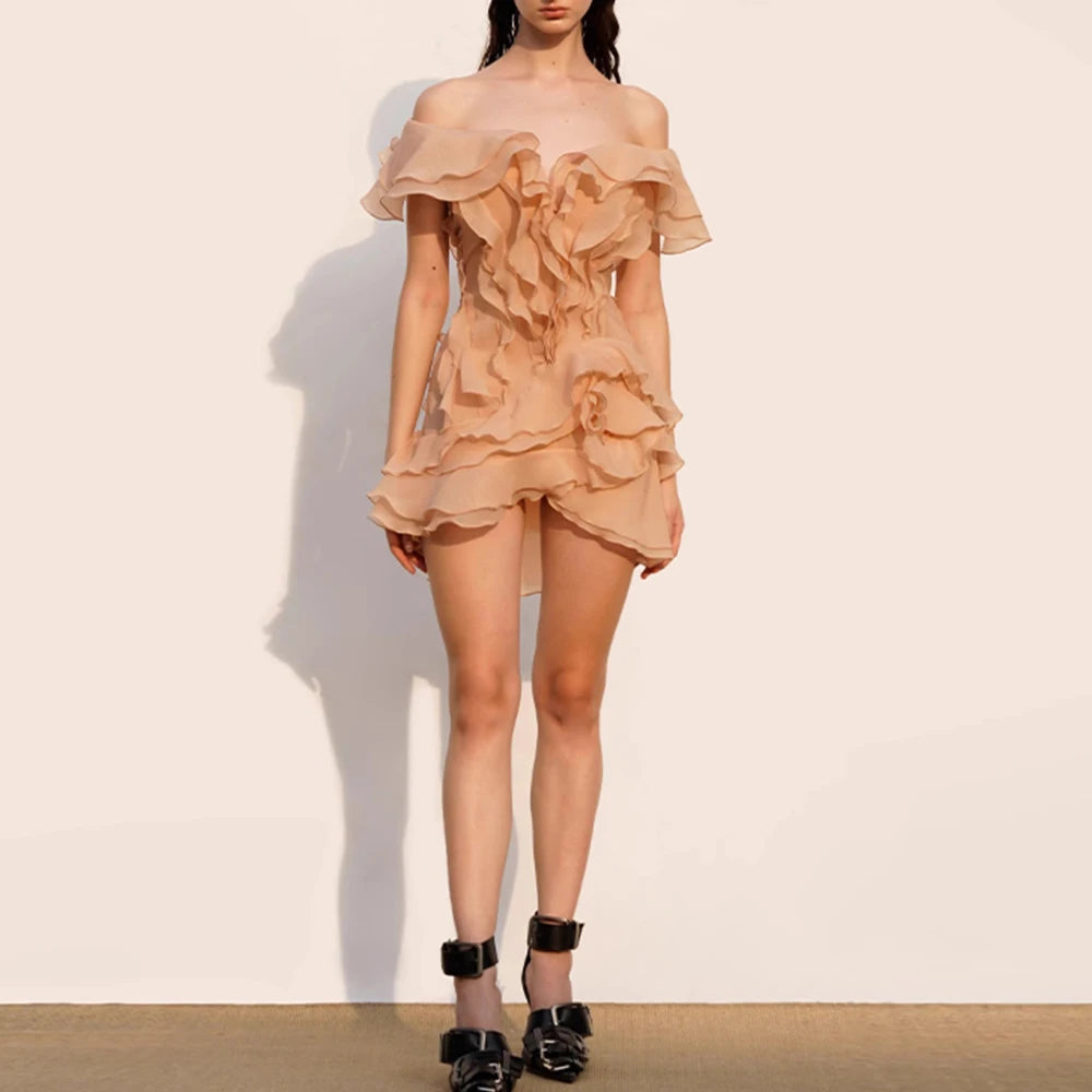 Off Shoulder Ruffle Mini Dress