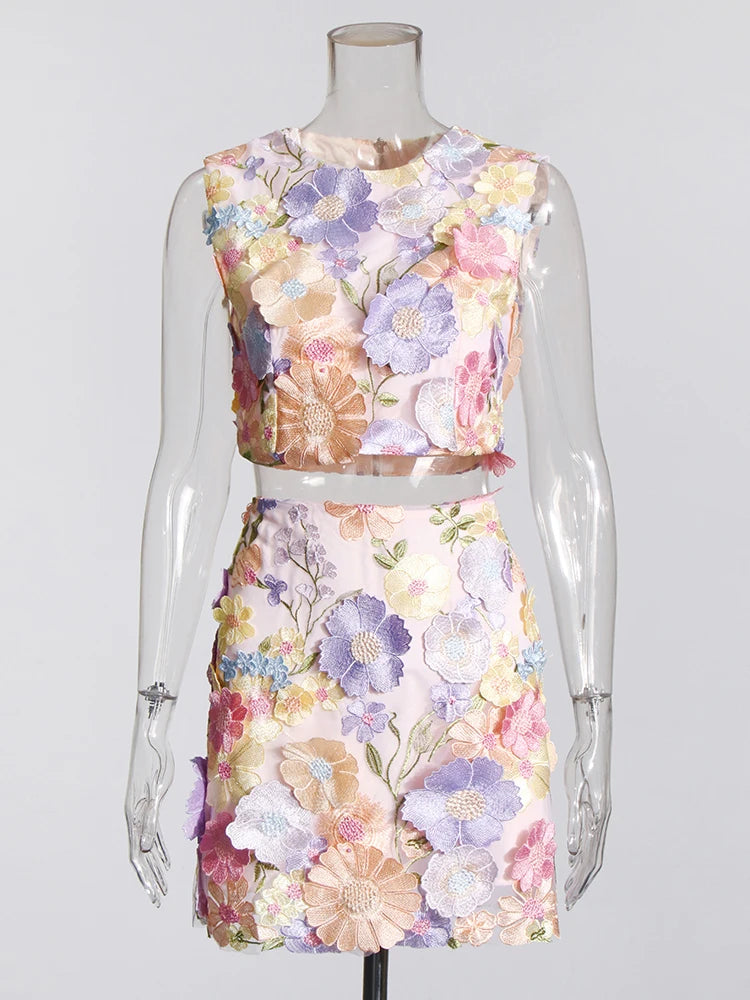 Straight neck Floral Co-ord Skirt Set